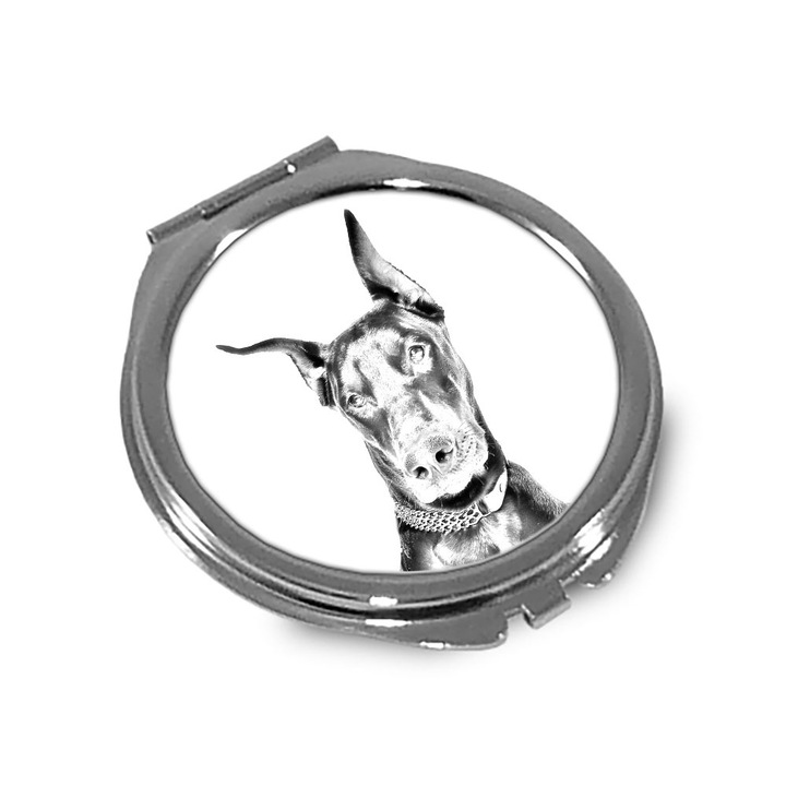 Oglinda de buzunar personalizabila Art-Dog, design elegant, metal, 6.6x6.1cm