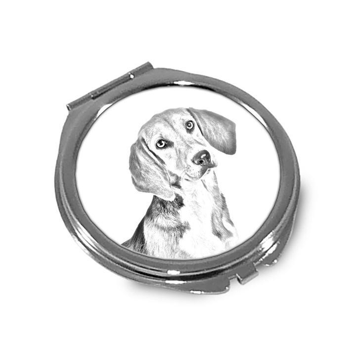 Oglinda de buzunar personalizabila Art-Dog, design elegant, metal, 6.6x6.1cm