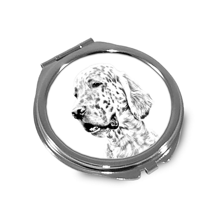 Oglinda cosmetica Art-Dog, oglinda compacta personalizata cu caine, design elegant, 6.6x6.1cm