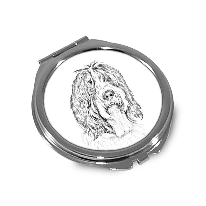Oglinda cosmetica Art-Dog, Schapendoes, design personalizat, 6.6x6.1cm, metal
