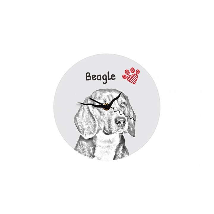 Ceas de perete Art-Dog personalizabil cu grafica animal, MDF, 20cm