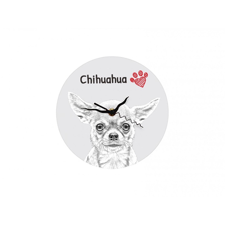 Ceas decorativ Art-Dog, personalizabil cu grafica animal, MDF, 20cm