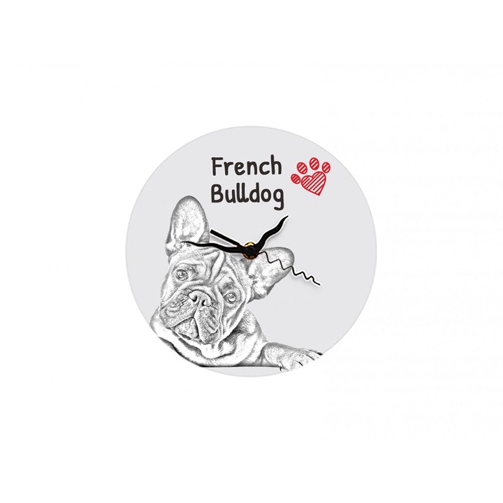 Ceas de perete Art-Dog, Bulldog Francez, personalizabil, 20cm