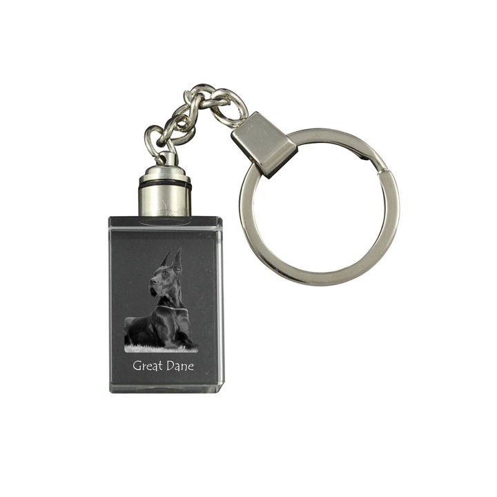 Breloc cu cristal Art-Dog, fotografie caine, iluminat, 20x30x15mm, set cadou