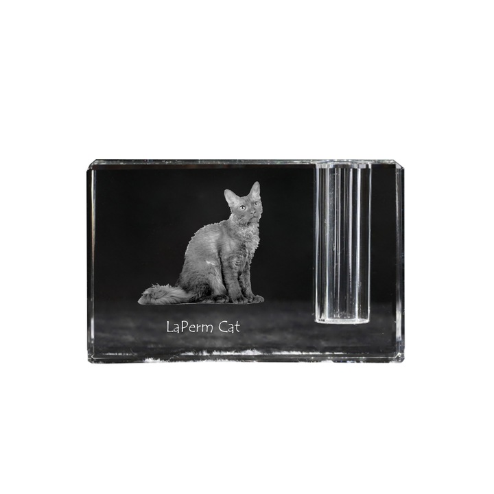 Suport stilou Art-Dog, cristal optic, personalizabil cu foto, 11x4x7cm