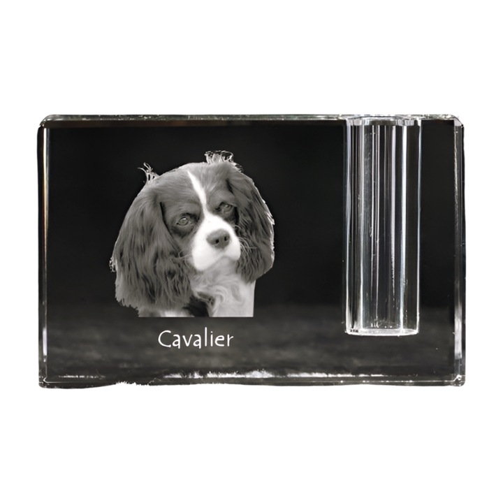 Suport pentru pix, Art-Dog, cristal, Cavalier King Charles Spaniel, 11x4x7cm
