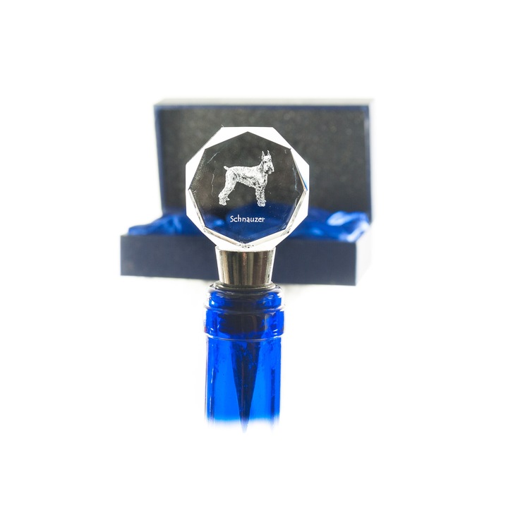Dop de sticla pentru vin, Art-Dog, gravura animal, personalizabil cu foto, 4x4x2cm, otel cu silicon