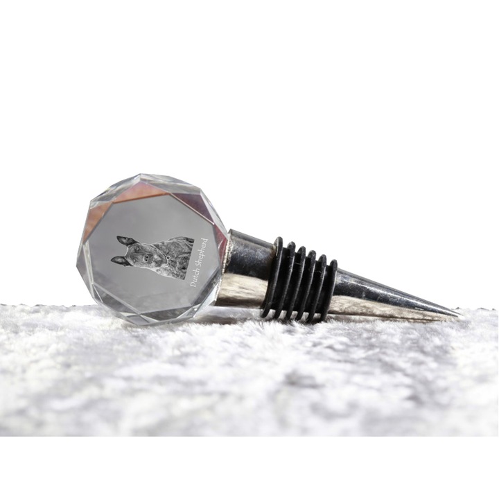 Dop de sticla pentru vin, Art-Dog, gravura caine Olandez, personalizabil cu foto, 4x4x2cm, 10.3cm
