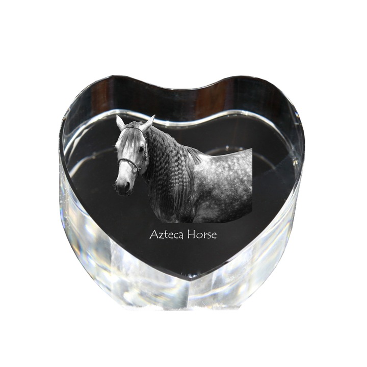 Cristal in forma de inima cu foto gravata, Art-Dog, personalizabil, 7.5x8x5cm