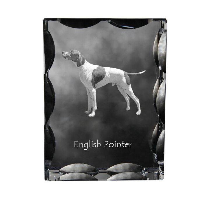 Cristal decorativ Art-Dog, 12x9x5cm, motiv English Pointer, sticla