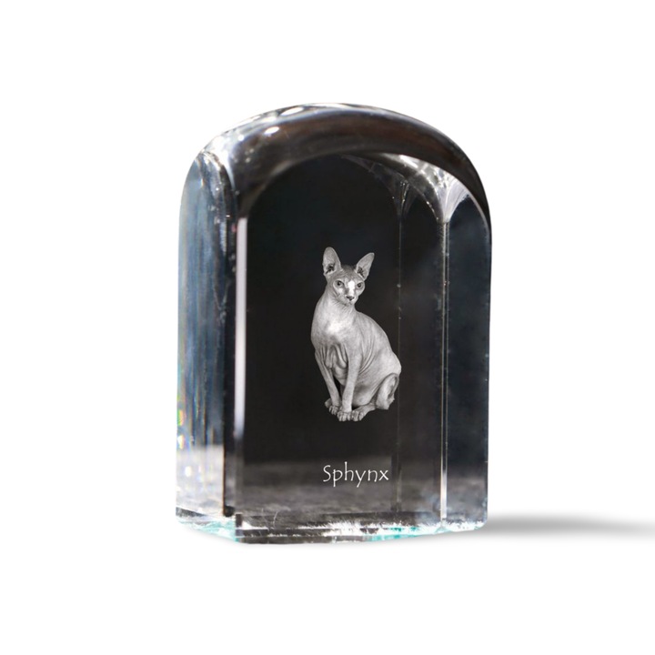 Kristály papírnehezék, Art-Dog, személyre szabott gravírozással, 10x6x6cm, átlátszó