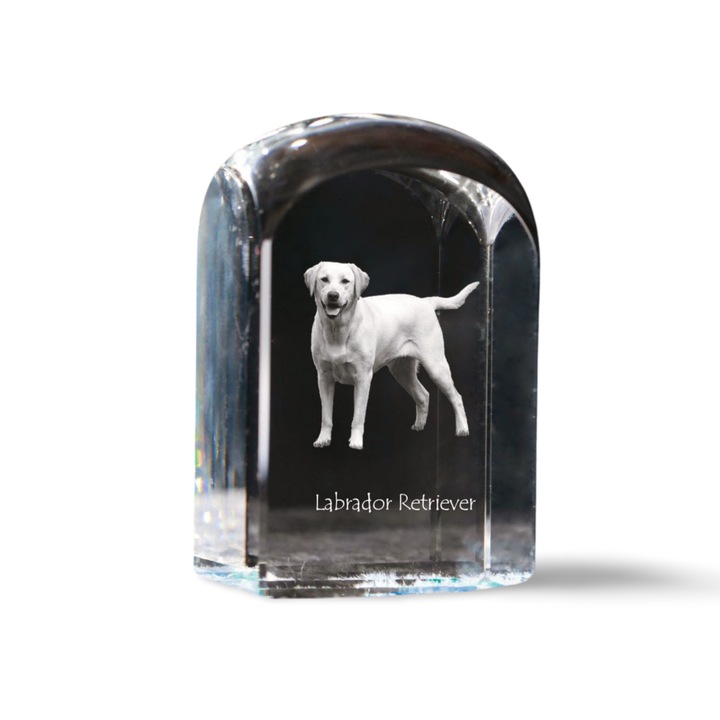 Kristály papírnehezék, Art-Dog, Labrador Retriever I, 10x6x6cm, személyre szabható