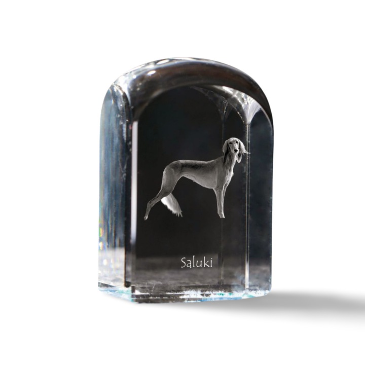 Art-Dog kristály dísztárgy, fényképpel személyre szabható, 10x6x6cm, átlátszó, Saluki modell