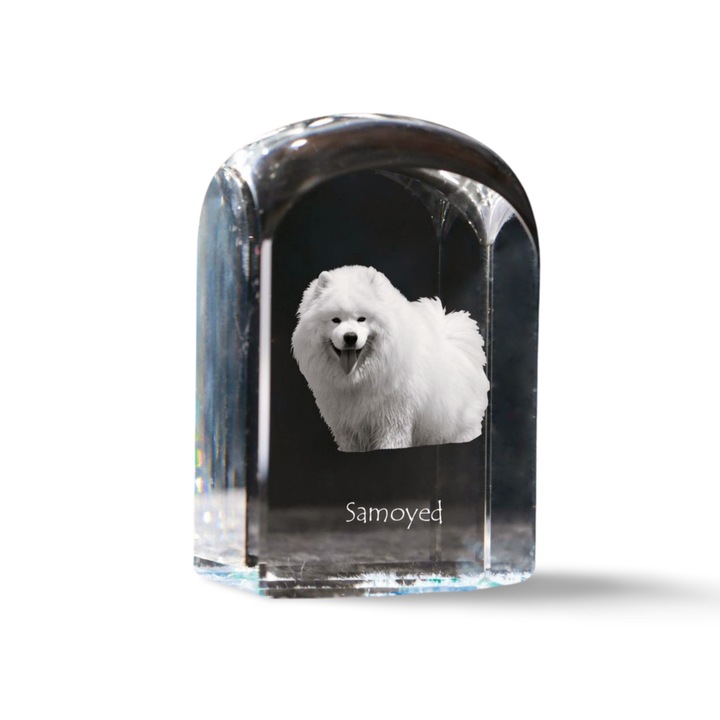 Kristály papírnehezék, Art-Dog, fényképpel személyre szabott, 10x6x6cm, átlátszó
