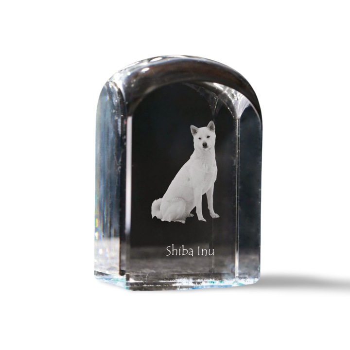 Kristály papírsúly, Art-Dog, kutyaképpel személyre szabott, 10x6x6cm, átlátszó