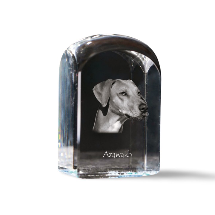 Art-Dog kristály dísztárgy, fényképpel személyre szabott, 10x6x6cm, átlátszó, Azawakh modell