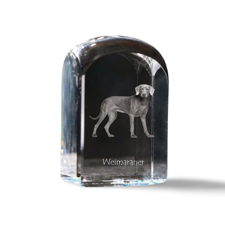Kristály papírnehezék, Art-Dog, Weimaraner, személyre szabott, 10x6x6cm