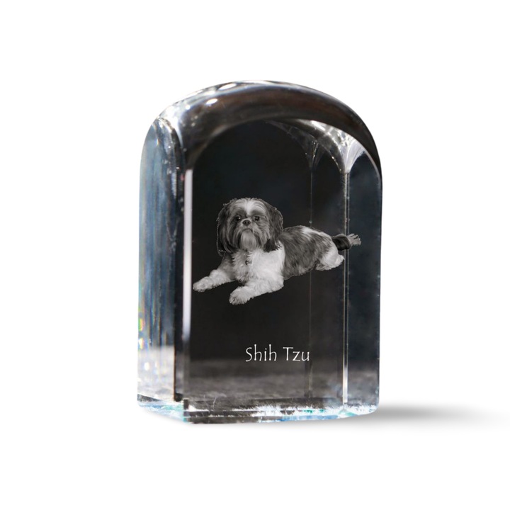Art-Dog kristály dísztárgy, fényképpel személyre szabott, 10x6x6cm, átlátszó, Shih Tzu modell