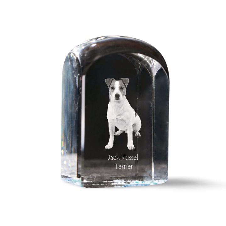 Kristály dekoráció, Art-Dog, kutyaképpel személyre szabva, 10x6x6cm, átlátszó, Jack Russell Terrierhez