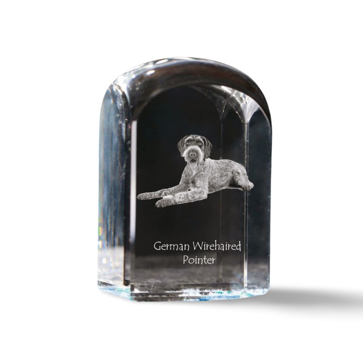 Kristály dísztárgy, Art-Dog, személyre szabott fényképpel, 10x6x6cm, átlátszó