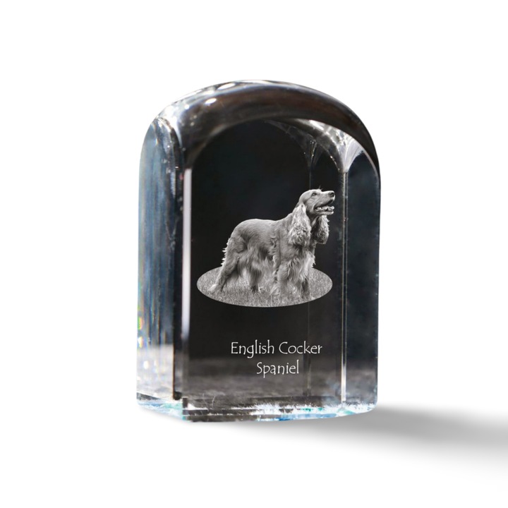 Kristály dísztárgy, Art-Dog, fényképpel személyre szabott, 10x6x6cm, átlátszó