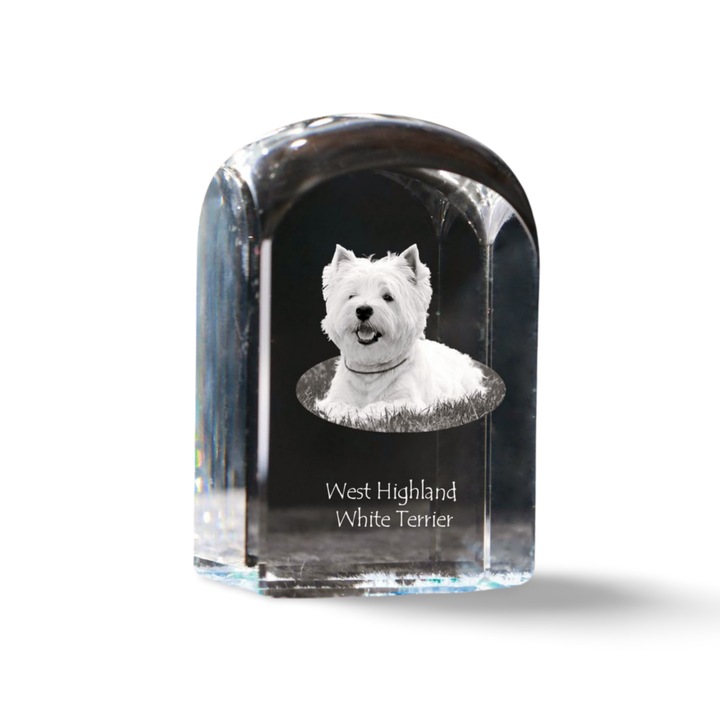 Art-Dog kristály dekorációs kiegészítő, West Highland White Terrier, 10x6x6cm, személyre szabható, West Highland White Terrier modell