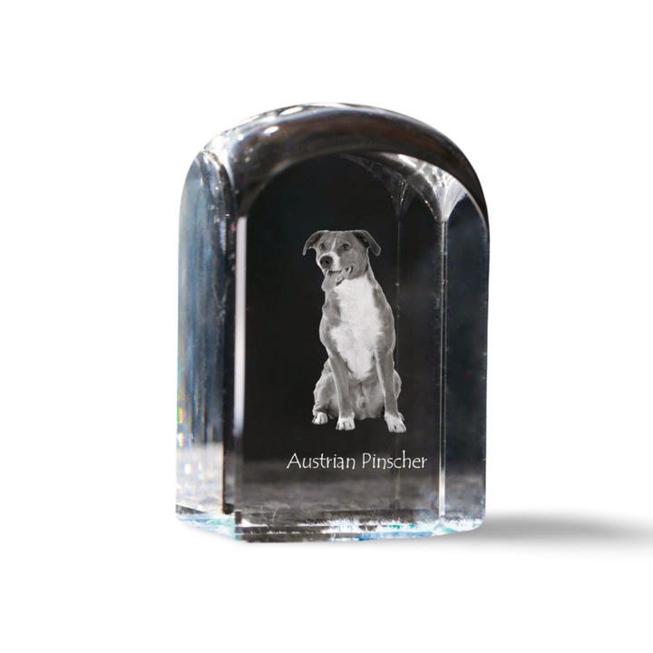 Kristály dísztárgy, Art-Dog, 10x6x6cm, fényképpel személyre szabott