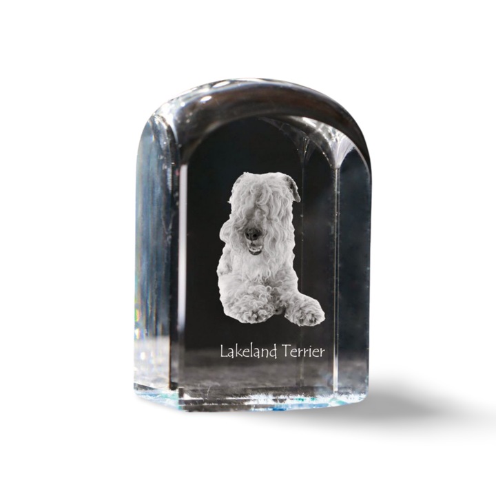 Kristály papírnehezék, Art-Dog, fényképpel személyre szabott, 10x6x6cm, átlátszó