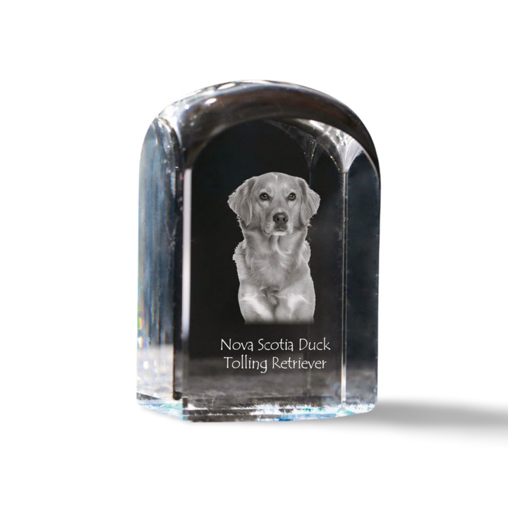 Kristály papírnehezék, Art-Dog, személyre szabott gravírozással, 10x6x6cm, átlátszó