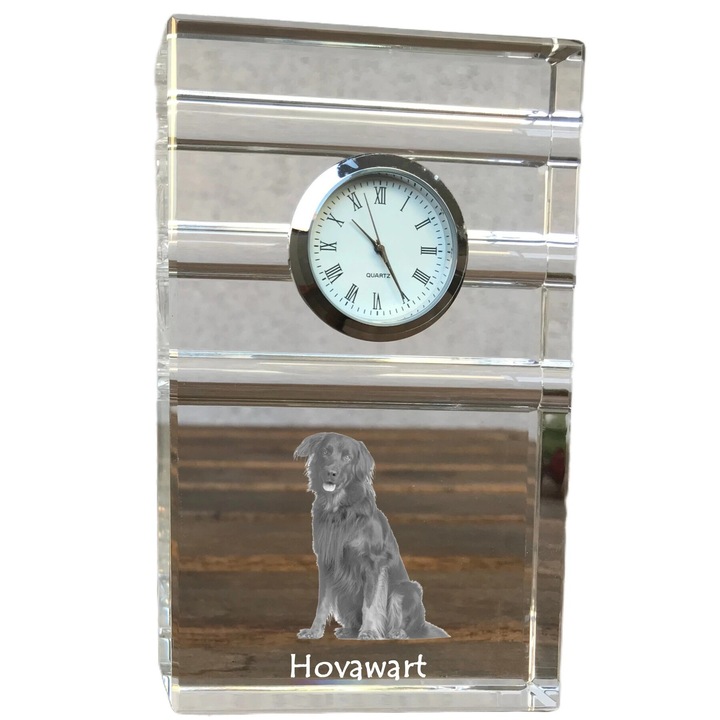 Ceas de birou personalizat cu fotografie, Art-Dog, cristal optic, 14x8.6x2.4 cm