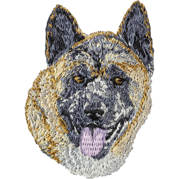 Pachet brodat Akita Inu, decorare unica pentru rucsac, 10x10cm, multicolor