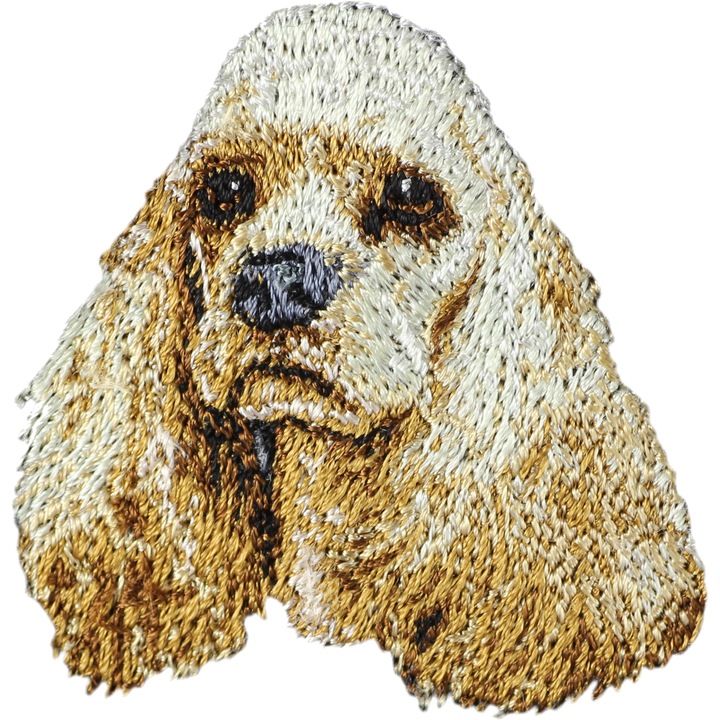 Ecuson brodat in forma de Cocker Spaniel American, Art-Dog, decorativ, poliester