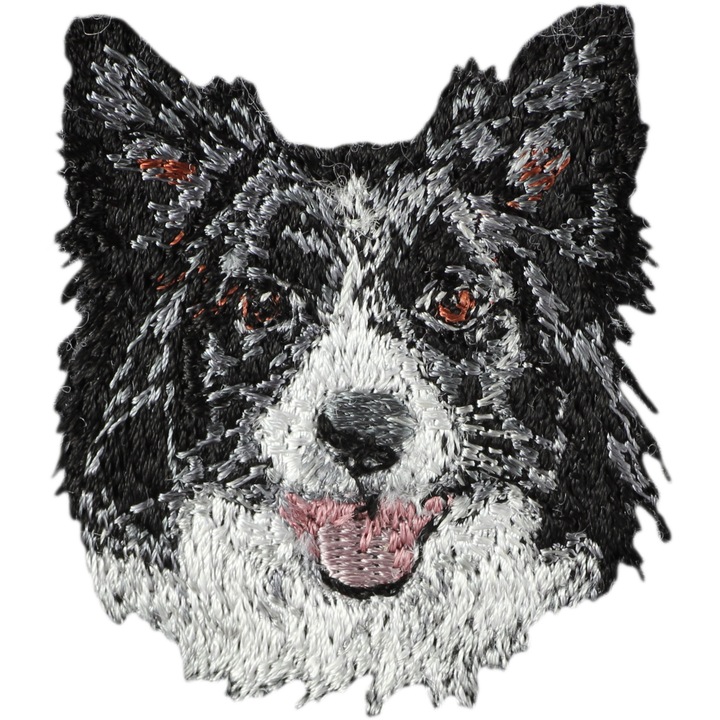 Ecuson brodat in forma de Border Collie, Art-Dog, decorativ, poliester, pentru cusut