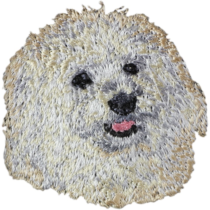 Ecuson brodat in forma de caine Bichon Frise, Art-Dog, poliester, pentru cusut