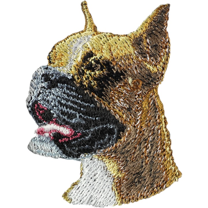 Ecuson brodat in forma de Boxer German, Art-Dog, poliester, pentru cusut