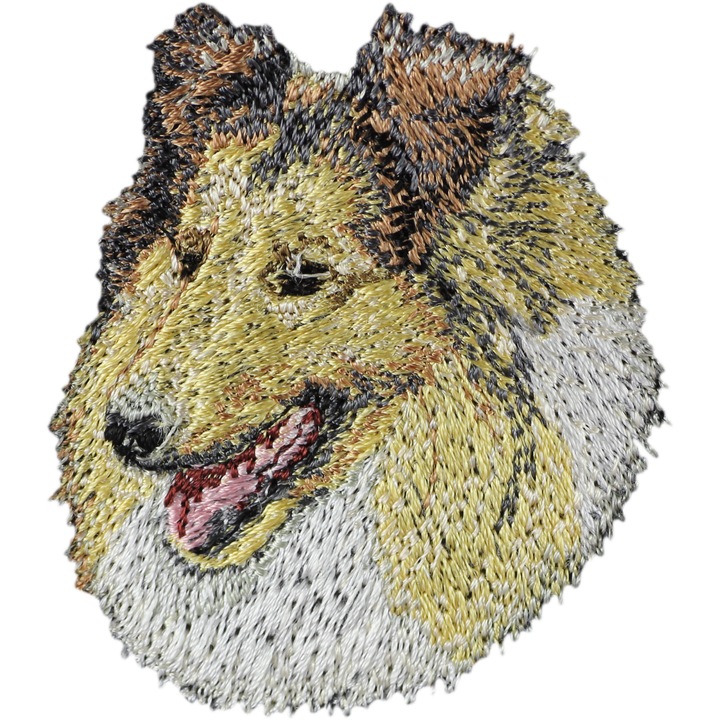 Pachet brodat Collie Rough, decorare unica pentru rucsac, 100 rase disponibile, multicolor