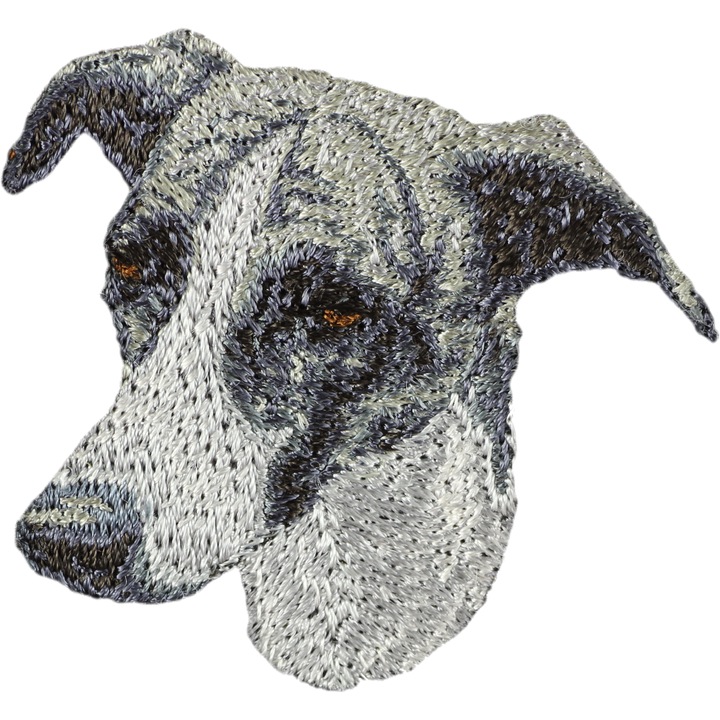 Ecuson brodat in forma de caine Greyhound, Art-Dog, poliester, pentru coasere