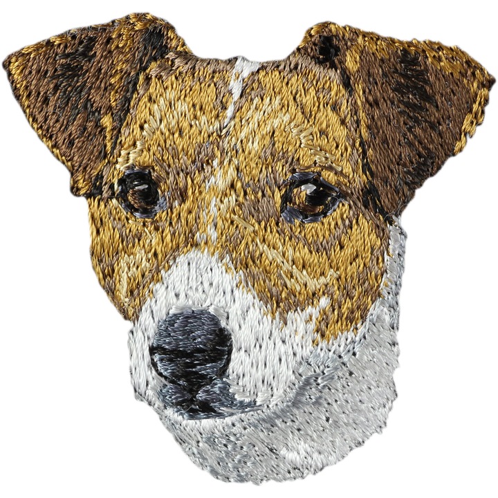 Pachet brodat Jack Russell Terrier, decorare unica pentru rucsac, 10x10cm, multicolor