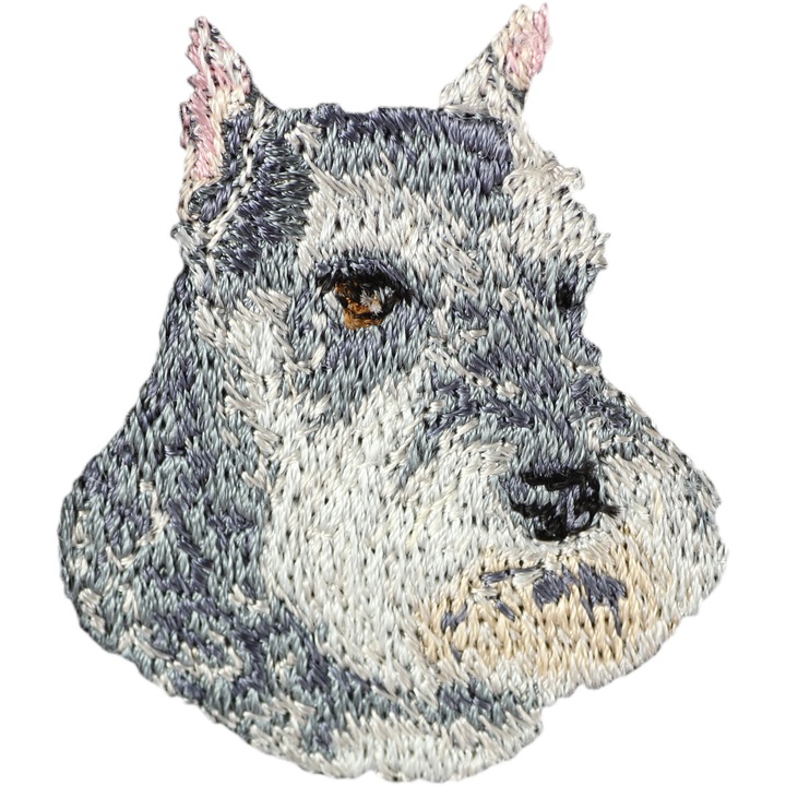Pachet brodat caine Schnauzer I, Art-Dog, decorare unica, 10x10cm, multicolor