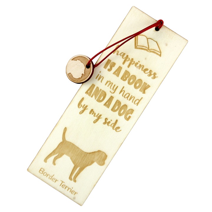Semn de carte personalizabil Art-Dog, silueta caine, lemn de mesteacan, 5x15 cm