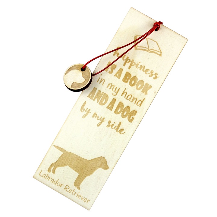 Semn de carte personalizat, Art-Dog, Labrador Retriever, 5x15cm, placaj de mesteacan
