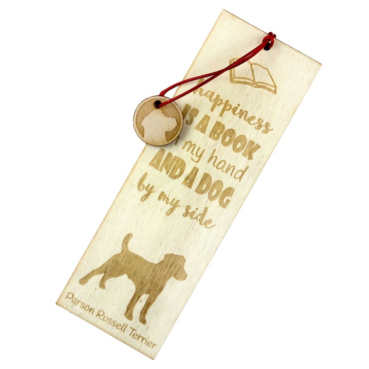 Semn de carte personalizabil, Art-Dog, silueta caine, lemn de mesteacan, 5x15 cm