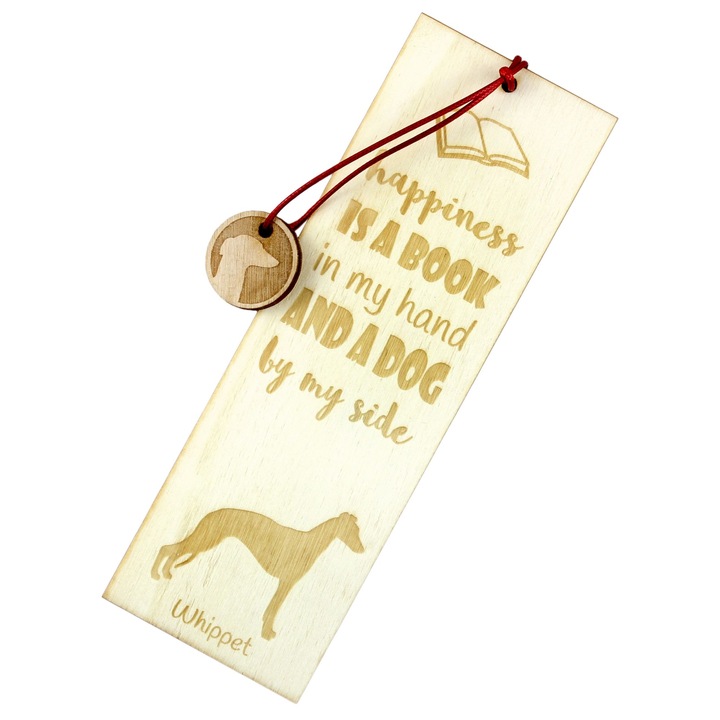 Semn de carte Art-Dog, design caine, lemn, 5x15 cm, Whippet