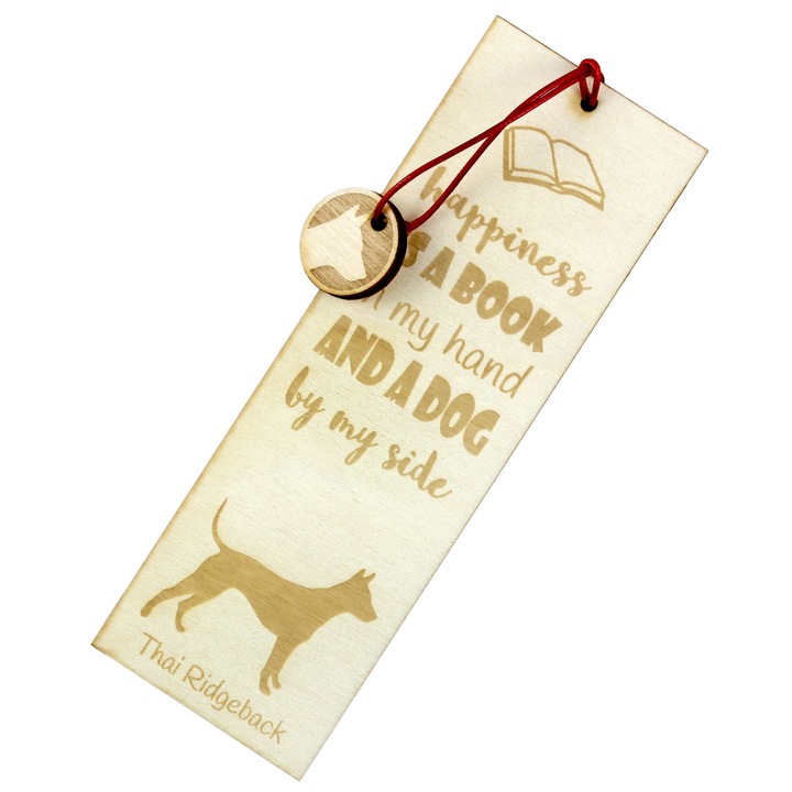 Semn de carte Art-Dog, design caine, Thai Ridgeback, lemn, 5x15 cm