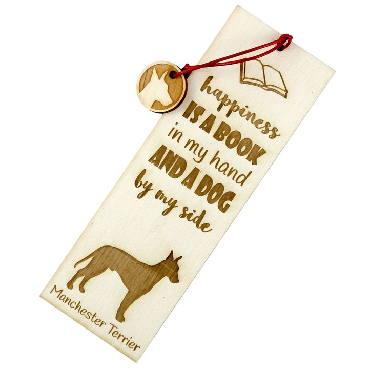 Semn de carte Art-Dog, design caine, Manchester Terrier, lemn, 5x15 cm