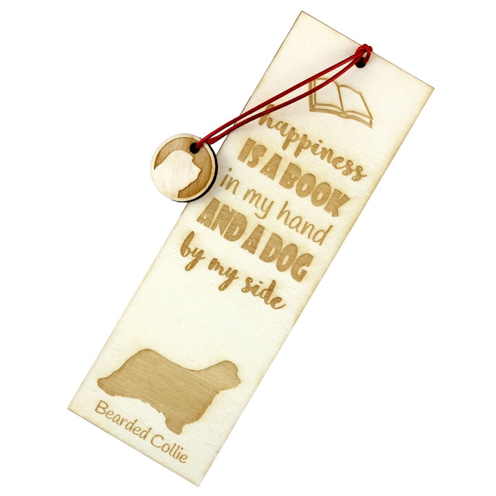 Semn de carte Art-Dog, design caine, Bearded Collie, lemn, 5x15 cm
