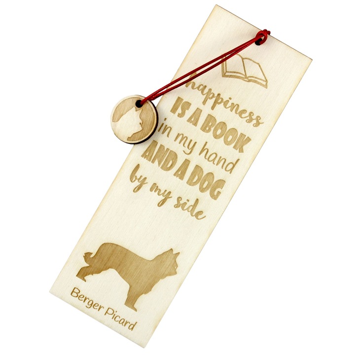 Semn de carte Art-Dog, design caine, Berger Picard, lemn, 5x15 cm