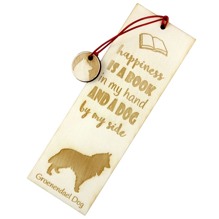 Semn de carte Art-Dog, design caine, Groenendael Dog, lemn, 5x15 cm