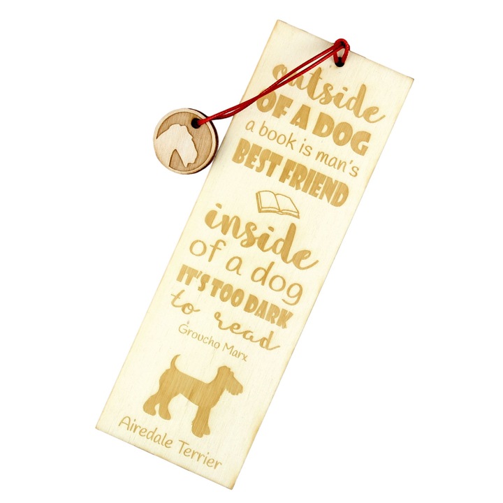 Semn de carte Art-Dog, design caine, Airedale Terrier, lemn, 5x15 cm