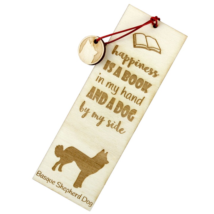 Semn de carte Art-Dog, design caine, Basque Shepherd Dog, lemn, 5x15 cm